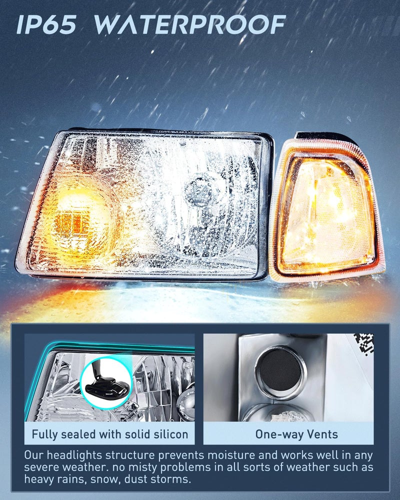 Nilight Headlight Assembly for 2001 2002 2003 2004 2005 2006 2007 2008 2009 2010 2011 Ford Ranger Replacement Headlamp Chrome Housing Clear Reflector - Image 4