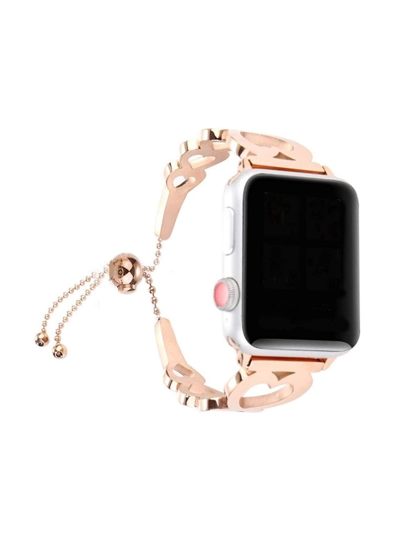 SYOSI - Elegant Stainless Steel Apple Watch Band for Apple Watch Series 8/7/6/5/4/3/2/1 SE 38/40mm/41/42/44/45mm, Jewelry Style Watch Band Classic Cuff Watch Band Replacement Band for Women iWatch Strap - Image 1