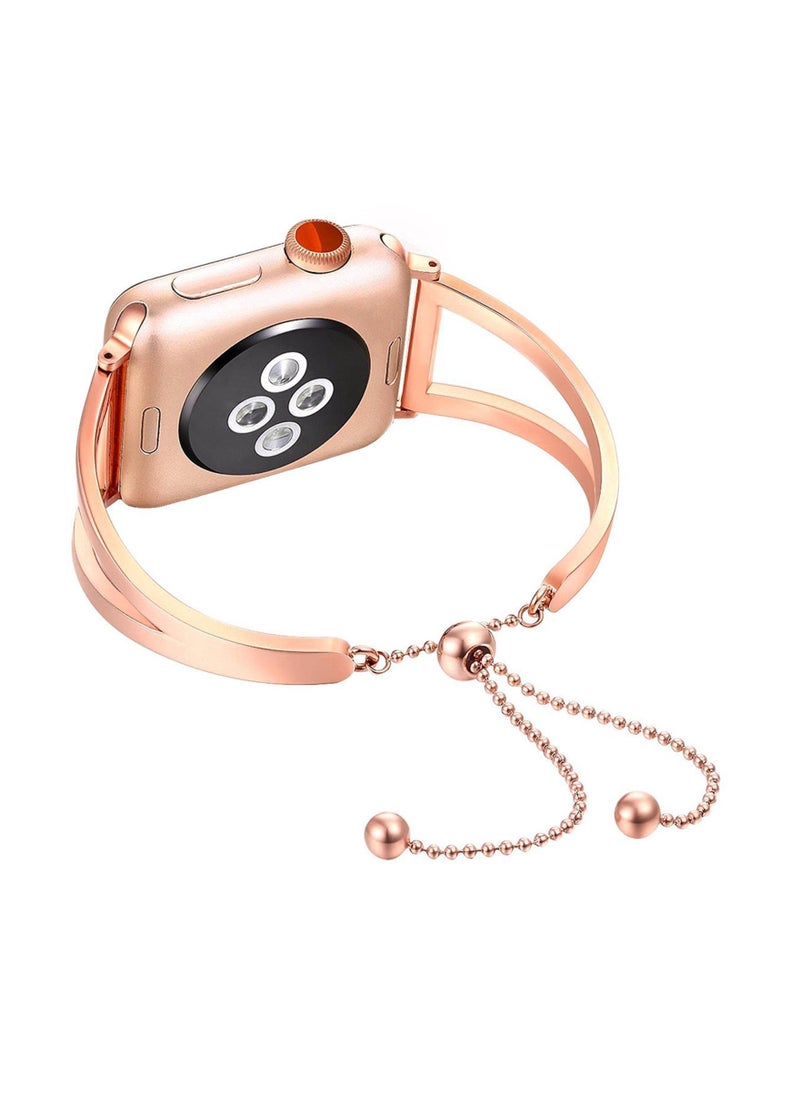 SYOSI - Elegant Stainless Steel Apple Watch Band for Apple Watch Series 8/7/6/5/4/3/2/1 SE 38/40mm/41/42/44/45mm, Jewelry Style Watch Band Classic Cuff Watch Band Replacement Band for Women iWatch Strap - Image 1