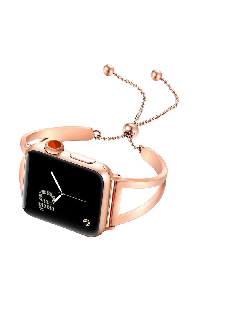 SYOSI - Elegant Stainless Steel Apple Watch Band for Apple Watch Series 8/7/6/5/4/3/2/1 SE 38/40mm/41/42/44/45mm, Jewelry Style Watch Band Classic Cuff Watch Band Replacement Band for Women iWatch Strap - Image 1