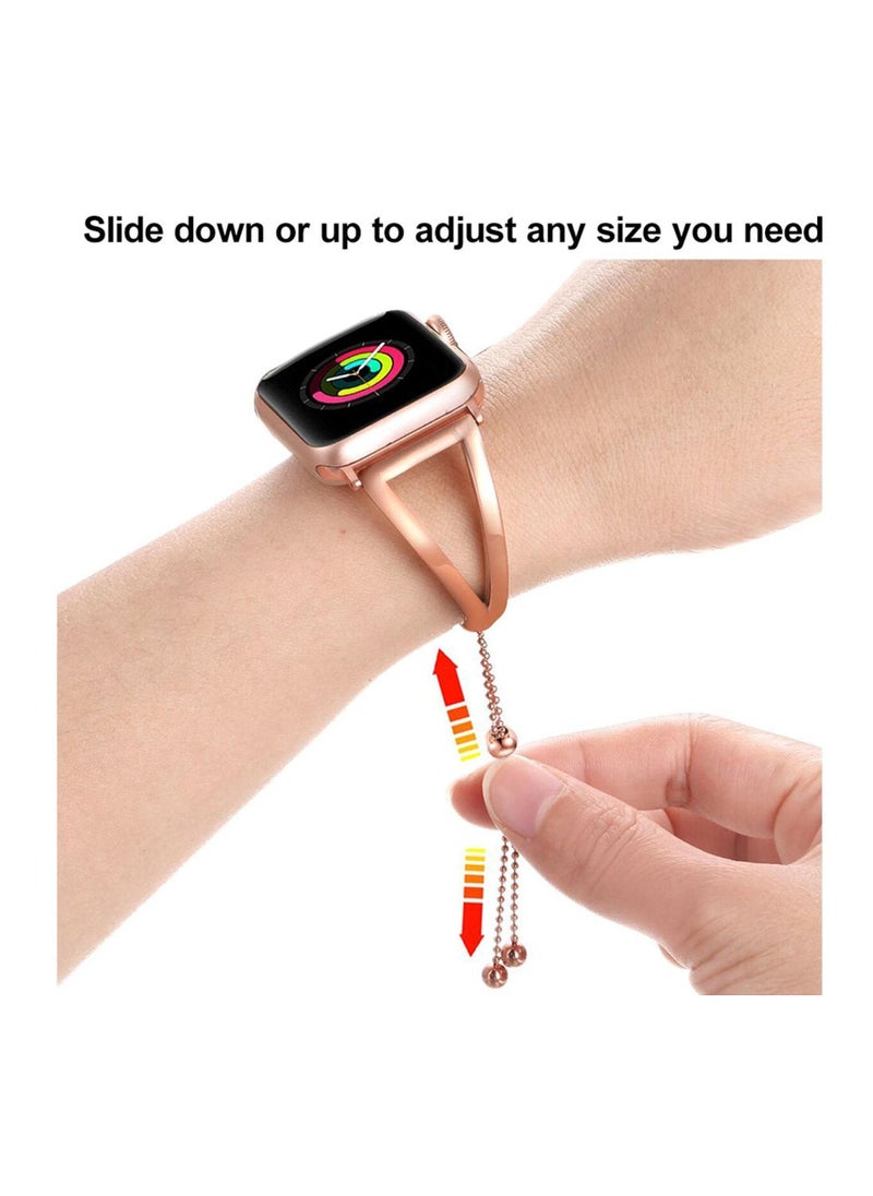 SYOSI - Elegant Stainless Steel Apple Watch Band for Apple Watch Series 8/7/6/5/4/3/2/1 SE 38/40mm/41/42/44/45mm, Jewelry Style Watch Band Classic Cuff Watch Band Replacement Band for Women iWatch Strap - Image 1