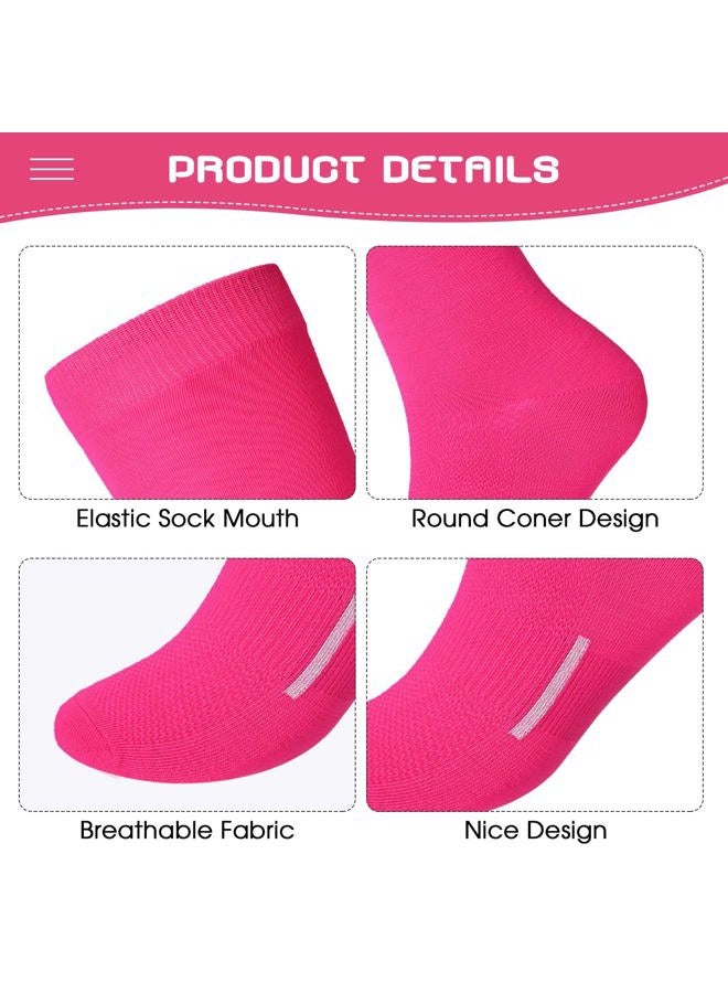 Haysandy 12 Pairs Youth Baseball Socks Bulk Football Softball Socks for Girls Kids Youth Adults Team Athletic Soccer Sport, Rose Red, M - Image 2