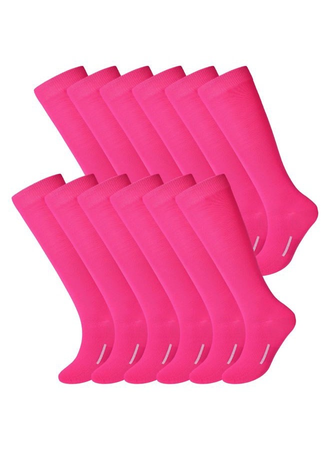 Haysandy 12 Pairs Youth Baseball Socks Bulk Football Softball Socks for Girls Kids Youth Adults Team Athletic Soccer Sport, Rose Red, M - Image 1