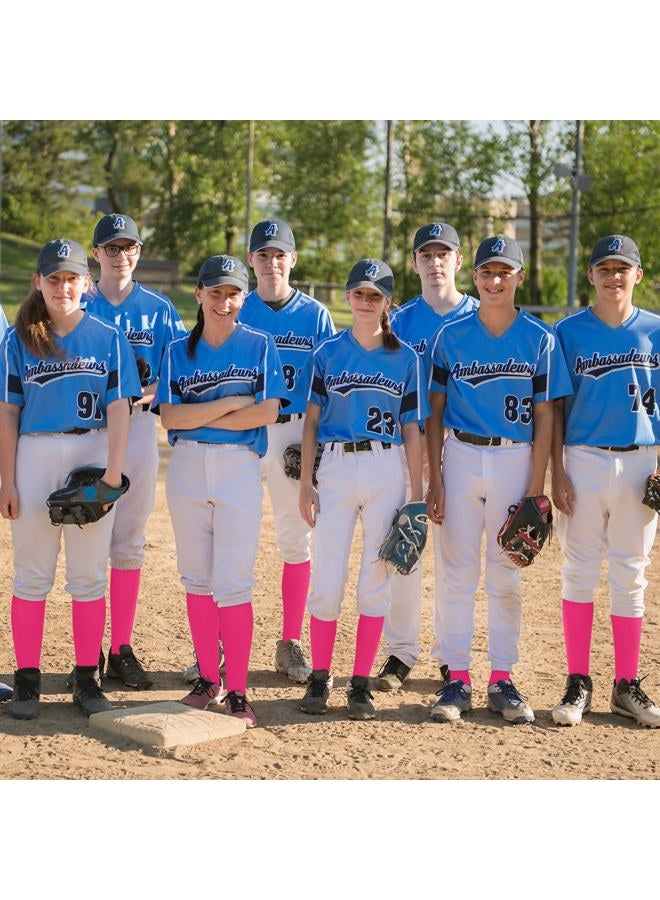 Haysandy 12 Pairs Youth Baseball Socks Bulk Football Softball Socks for Girls Kids Youth Adults Team Athletic Soccer Sport, Rose Red, M - Image 5