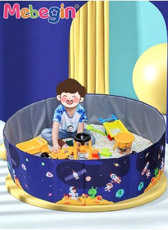 MEBEGIN Kids Round Ball Pit, Foldable Pool Set with 11 Pieces Fishing Toy, Creeping Mat and 1 Storage Bag, Portable Pet Pool with Space-themed Patterns, Easy to Storage and Carry, Space for Kids and Pets to Play, 100*35cm  - Image 5