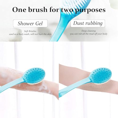 Electomania® Body Bath Shower Back Brush Massager Spa Scrubber Long Handle with Super Soft Bristles Back Scrubber Wholesome Dry Skin Bath Brush (Blue) - Image 5