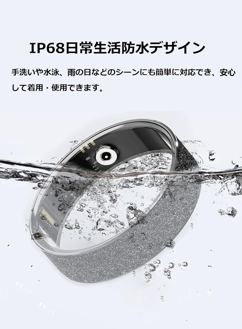 خاتم ذكي لتتبع النوم وقياس ضغط الدم للرجال والنساء | خاتم صحي بميزة تتبع معدل ضربات القلب، مقاوم للماء، بطارية تدوم طويلاً، متوافق مع iOS و Android (أسود) - Image 2