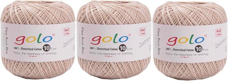 Golo 3 Balls Crochet Thread Size 10 Crochet Yarn for Hand Knitting 111 - Image 1