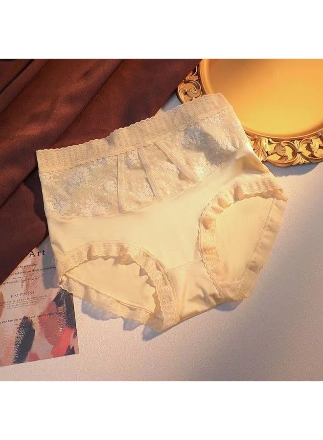 REOCLE Women's High-Cut Brief Underwear Seamless Stretch Full Coverage Briefs High Waisted Tummy Control Lace Panties  - Image 2