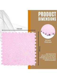 Aissiora 30 X 30 cm Suede foam floor mats Foam puzzle pad Eva foam pad Plush carpet Soft and comfortable Bedroom carpet Bedroom decorative mat Suitable for children's room flooring (Pink)  - Image 2