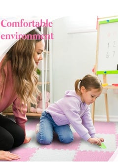 Aissiora 30 X 30 cm Suede foam floor mats Foam puzzle pad Eva foam pad Plush carpet Soft and comfortable Bedroom carpet Bedroom decorative mat Suitable for children's room flooring (Pink)  - Image 5