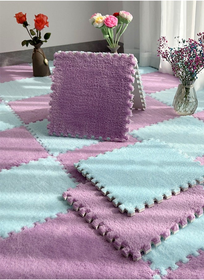 Aissiora - 30 X 30 cm Suede foam floor mats Foam puzzle pad Eva foam pad Plush carpet Soft and comfortable Bedroom carpet Bedroom decorative mat Suitable for children's room flooring (Pink) - Image 1
