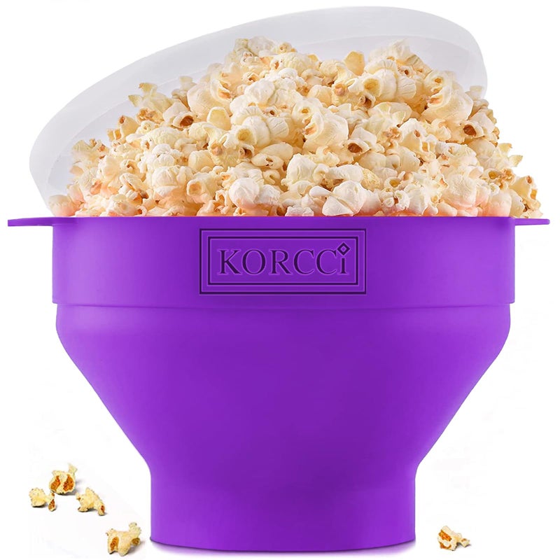 KORCCI The Original Korcci Microwaveable Silicone Popcorn Popper, Microwave Popcorn Popper, Collapsible Microwave Popcorn Maker Bowl, No Oil Needed, Use In Microwave, Dishwasher Safe (Purple) - Image 1