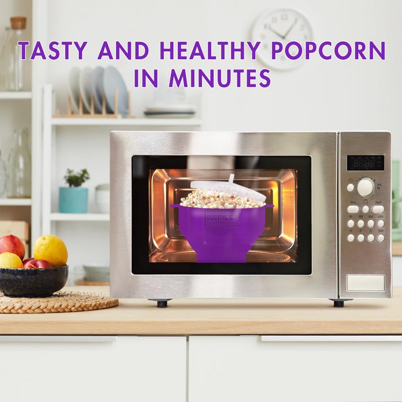 KORCCI The Original Korcci Microwaveable Silicone Popcorn Popper, Microwave Popcorn Popper, Collapsible Microwave Popcorn Maker Bowl, No Oil Needed, Use In Microwave, Dishwasher Safe (Purple) - Image 3