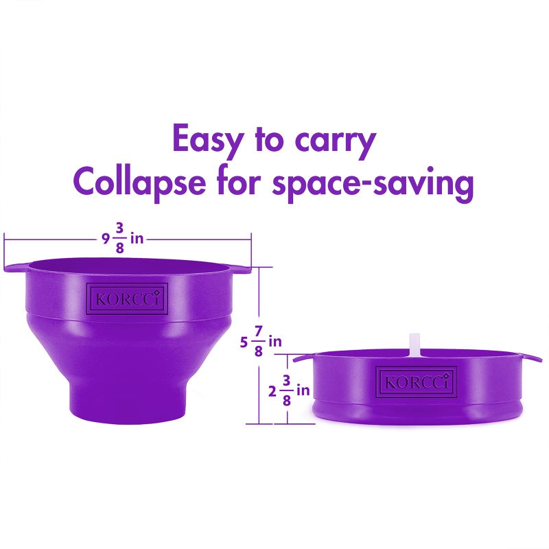 KORCCI The Original Korcci Microwaveable Silicone Popcorn Popper, Microwave Popcorn Popper, Collapsible Microwave Popcorn Maker Bowl, No Oil Needed, Use In Microwave, Dishwasher Safe (Purple) - Image 4