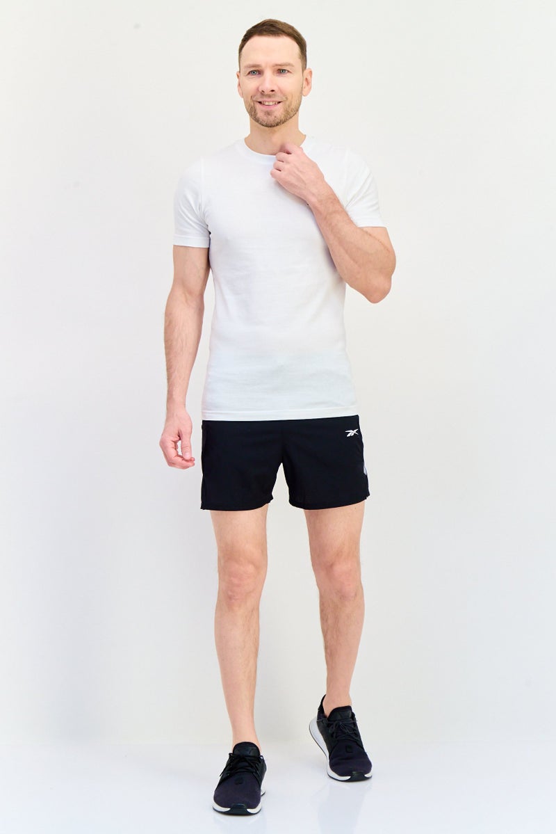 Reebok شورتات جري رياضية للرجال بشعار العلامة التجارية، أسود - Image 4