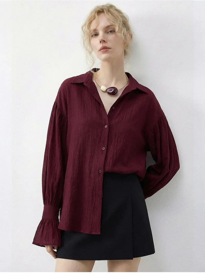 Bianco Lucci LUCCI Oversized Frilly Button-Up Shirt
