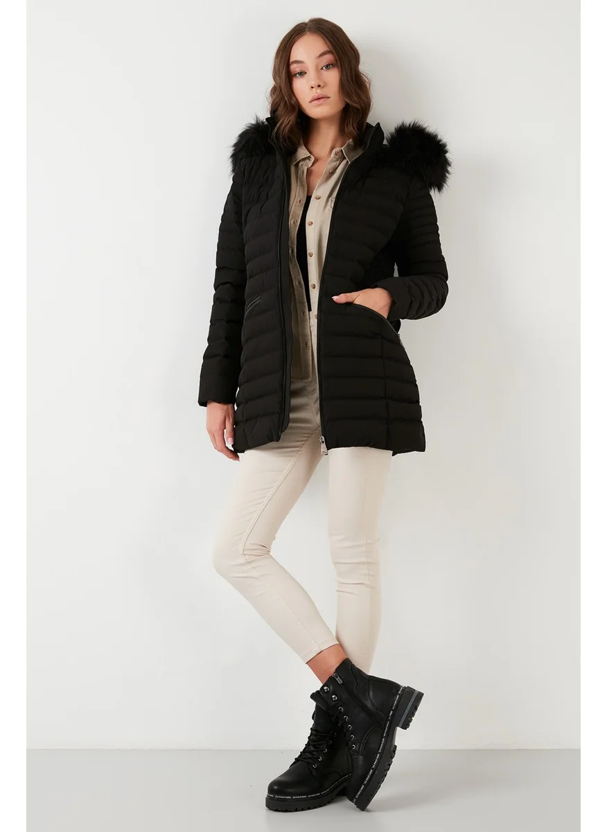 Lela Collar Faux Fur Removable Hooded Inflatable Coat Women's Coat 497Kylıe21
