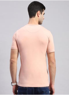 Monte Carlo Men Peach Printed Round Neck T Shirt by Styli  - Image 4