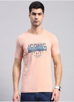 Monte Carlo Men Peach Printed Round Neck T Shirt by Styli  - Image 1
