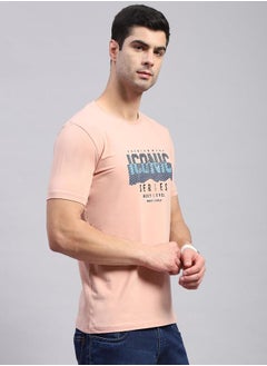 Monte Carlo Men Peach Printed Round Neck T Shirt by Styli  - Image 3