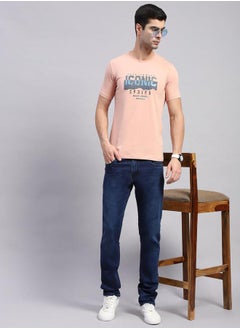 Monte Carlo Men Peach Printed Round Neck T Shirt by Styli  - Image 5