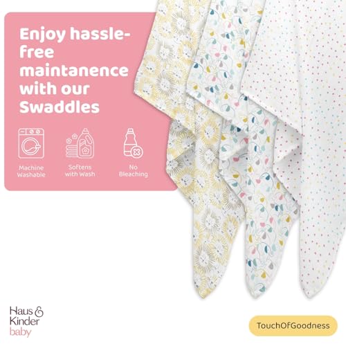 haus & kinder 100% Cotton Muslin Swaddle Wrap for New Born Baby | Pack of 3 (100×100 cm) | Baby Blanket & Swaddles for Newborn |Jungle Collection - Image 5