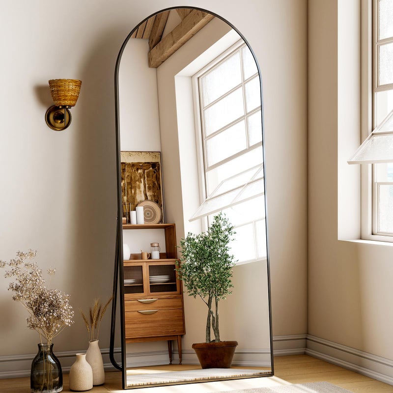 XRAMFY 24x68 Arched Full Length Mirror Floor Mirrors with Aluminum Alloy Frame Free-Standing Wall Mounted Floor Mirrors or Large Dressing Mirror, Black Mirror Full Length - Image 3