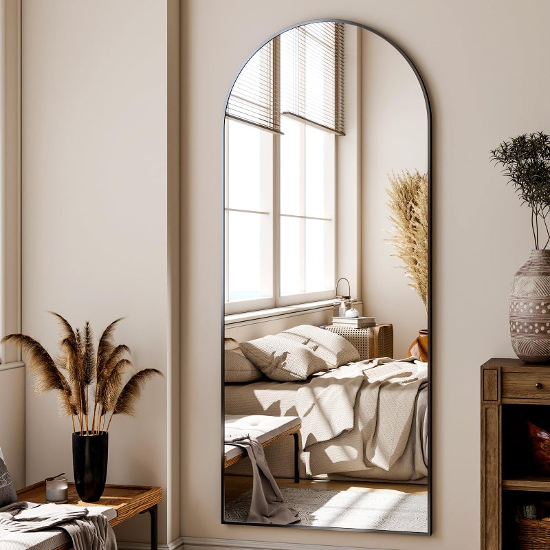 XRAMFY 24x68 Arched Full Length Mirror Floor Mirrors with Aluminum Alloy Frame Free-Standing Wall Mounted Floor Mirrors or Large Dressing Mirror, Black Mirror Full Length - Image 4