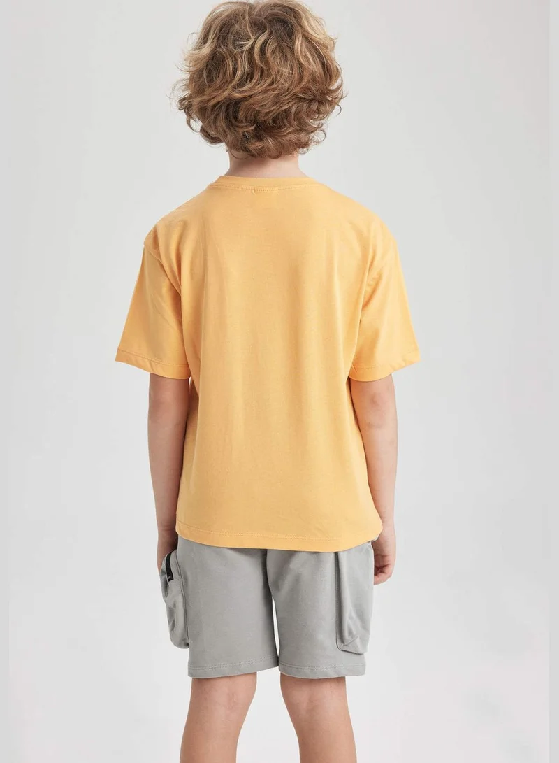 ديفاكتو Boy Oversize Fit Crew Neck Knitted Short Sleeve T-Shirt