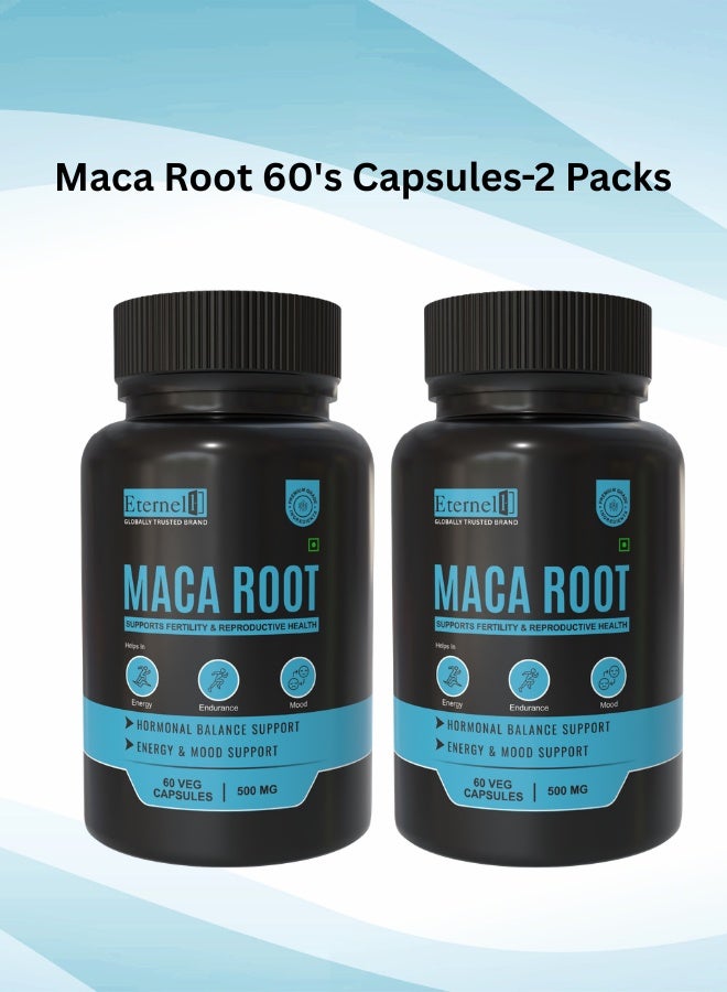 Maca Root Capsules 60S | Premium Peruvian Maca Root Supplement for Energy, Stamina & Vitality | 2 Pack