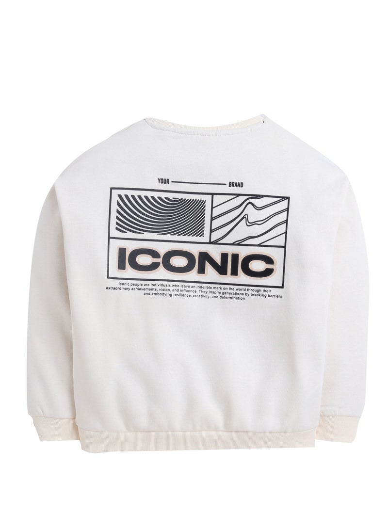 فكتور اند جين بلوزة قطنية مطبوعة للأولاد باللون الأبيض العاجي - Image 3