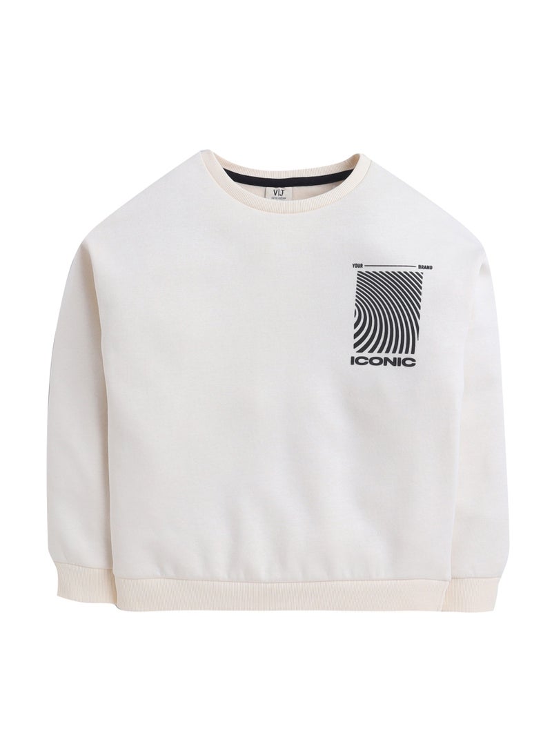 فكتور اند جين بلوزة قطنية مطبوعة للأولاد باللون الأبيض العاجي - Image 2