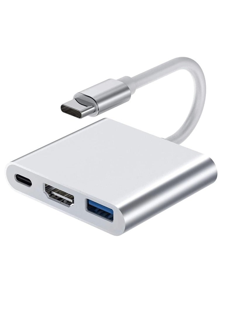 ماركة غير محددة محول متعدد المنافذ HDMI إلى USB C 3 في 1 كابل نوع الى AV محولات VGA منفذ عرض رقمي 4K مقسم تلفزيون - شاشة موزع من نالاكال فضي  - Image 1