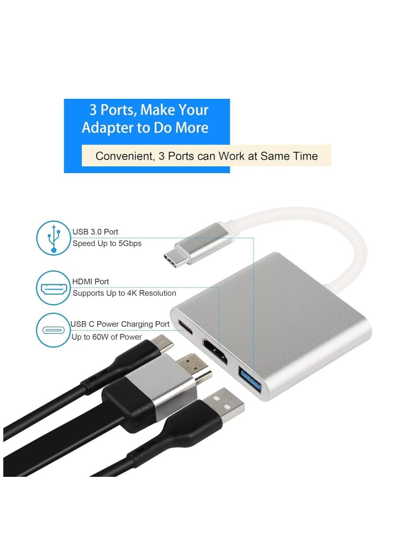 ماركة غير محددة محول متعدد المنافذ HDMI إلى USB C 3 في 1 كابل نوع الى AV محولات VGA منفذ عرض رقمي 4K مقسم تلفزيون - شاشة موزع من نالاكال فضي  - Image 4