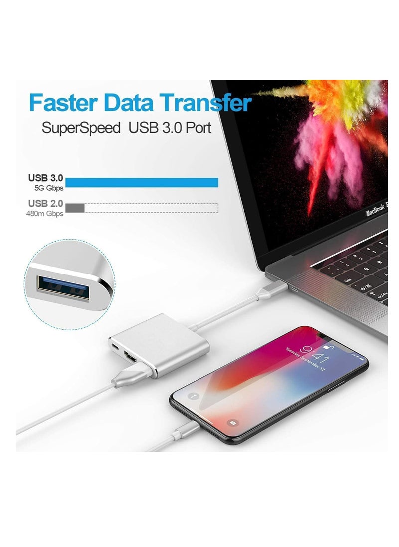 ماركة غير محددة محول متعدد المنافذ HDMI إلى USB C 3 في 1 كابل نوع الى AV محولات VGA منفذ عرض رقمي 4K مقسم تلفزيون - شاشة موزع من نالاكال فضي  - Image 5