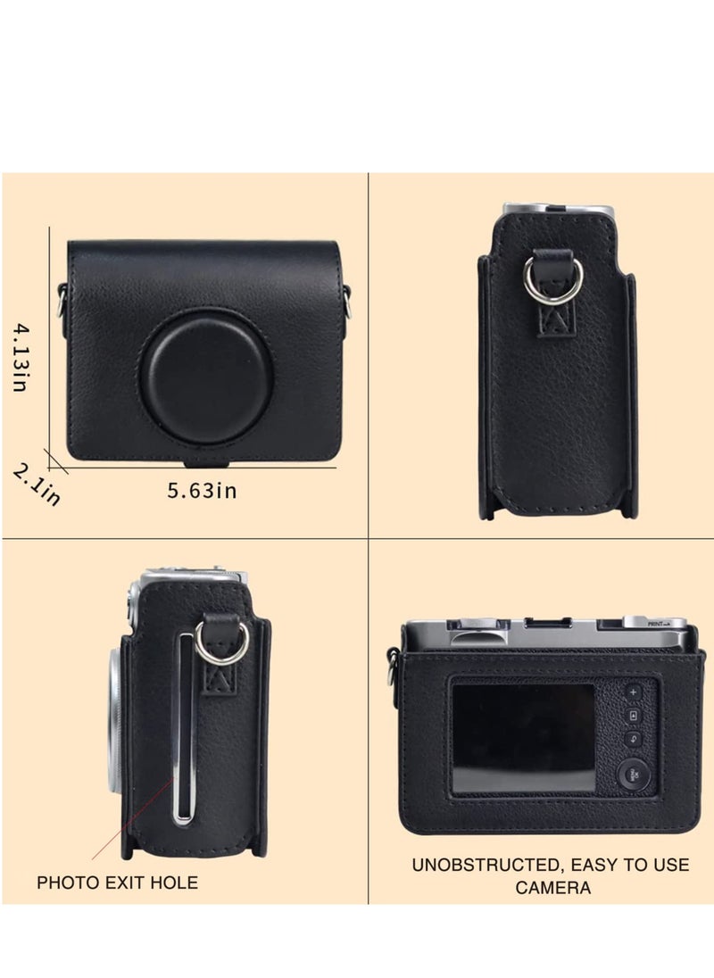 SYOSI - Case for Fuji Mini EVO ,Camera Case Compatible for Fuji Mini EVO Camera with Adjustable Shoulder Strap in Black Lychee Texture Horizontal Style - Image 1
