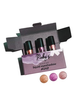 Ruby's Organics Eyeshadow Liquid Mini'S Set For Women, Metallic Finish,Long Wearing,Smudge Proof,Non Irritating, Vegan,Organic, Earth Metals Pack Contains Azalea, Aster And Electra,3Ml Each-Pack Of 3  - Image 1