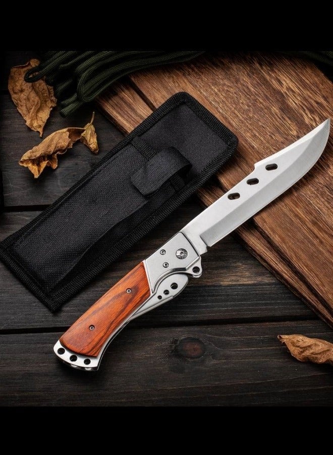 Browning 3Cr13 Stainless Steel Folding Knife, Wood Handle – Multi-Functional with Sheath - Image 5