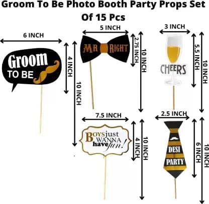 FI - FLICK IN FI - FLICK IN 15 Pcs Groom to Be Props for Bachelorette Party | Pre Attached Sticks | Groom to Be Decoration | Bachelor Party Props for Groom | Bachelorette Party Decorations (Pack of 15, Multicolor) - Image 3