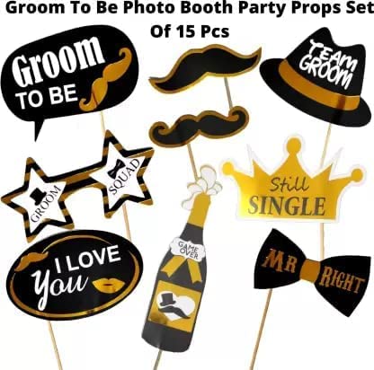 FI - FLICK IN FI - FLICK IN 15 Pcs Groom to Be Props for Bachelorette Party | Pre Attached Sticks | Groom to Be Decoration | Bachelor Party Props for Groom | Bachelorette Party Decorations (Pack of 15, Multicolor) - Image 4