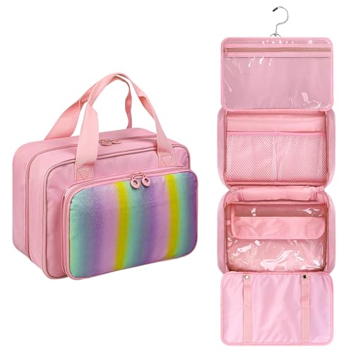 Grekos Hair Accessories Organizer for Girls, Hanging Hair Bow Storage Bag for Girls Hair Clips, Travel Organizer With Hair Clips, Headbands, Scrunchies & Ties - Empty Bag (Pink) - Image 1