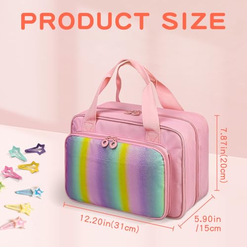 Grekos Hair Accessories Organizer for Girls, Hanging Hair Bow Storage Bag for Girls Hair Clips, Travel Organizer With Hair Clips, Headbands, Scrunchies & Ties - Empty Bag (Pink) - Image 5