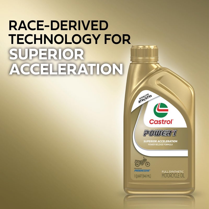 Castrol Power1 4T 5W-40 Full Synthetic Motorcycle Oil, 1 Quart, Pack of 6 - Image 2