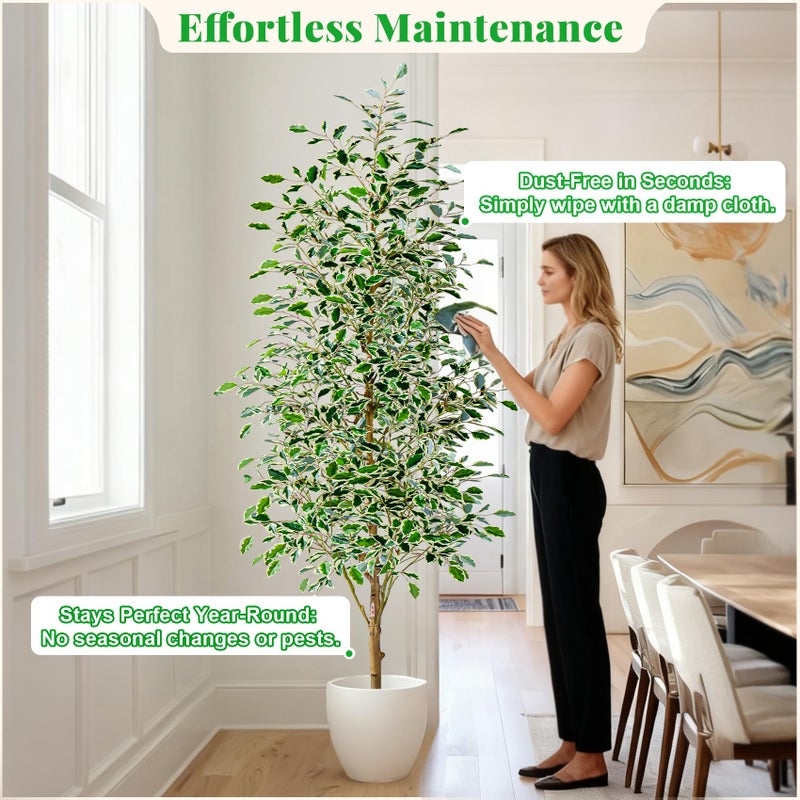 Bailikang 6FT Artificial Ficus Trees Indoor Faux Trees Indoor Fake Floor Plants Tall Artificial Tree with White Pot Faux Tree Fake Indoor Tree Silk Plants Artificial Trees for Home Decor Indoor - Image 5