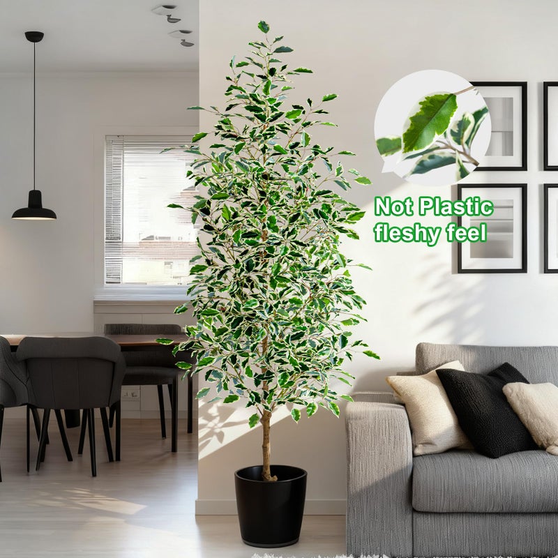 Bailikang 6FT Artificial Ficus Trees Indoor Faux Trees Indoor Fake Floor Plants Tall Artificial Tree with White Pot Faux Tree Fake Indoor Tree Silk Plants Artificial Trees for Home Decor Indoor - Image 4