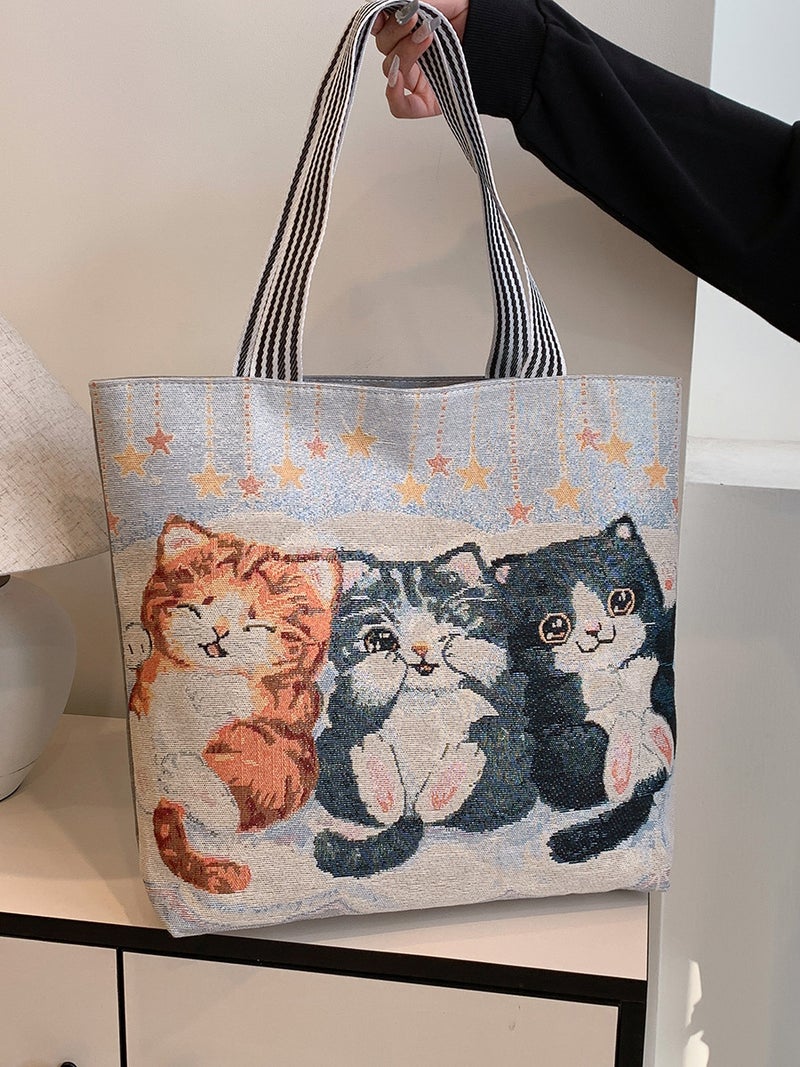 Fashion All-Match Canvas Bag Large Capacity Student Mend-Up Bag Shoulder Bag Women'S Bag Tote Bag Vegetable Bag - Image 3