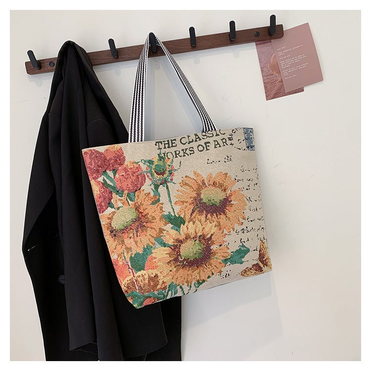 Fashion All-Match Canvas Bag Large Capacity Student Mend-Up Bag Shoulder Bag Women'S Bag Tote Bag Vegetable Bag - Image 1
