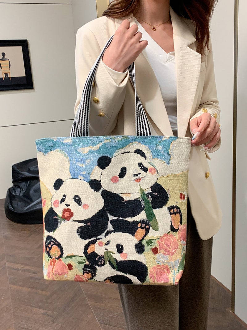 Fashion All-Match Canvas Bag Large Capacity Student Mend-Up Bag Shoulder Bag Women'S Bag Tote Bag Vegetable Bag - Image 4