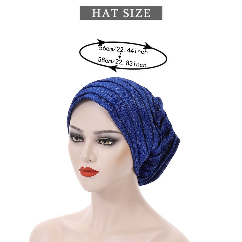 European American New Turban Cap Multi Layer Bronzing African Headwrap Hat - Image 4